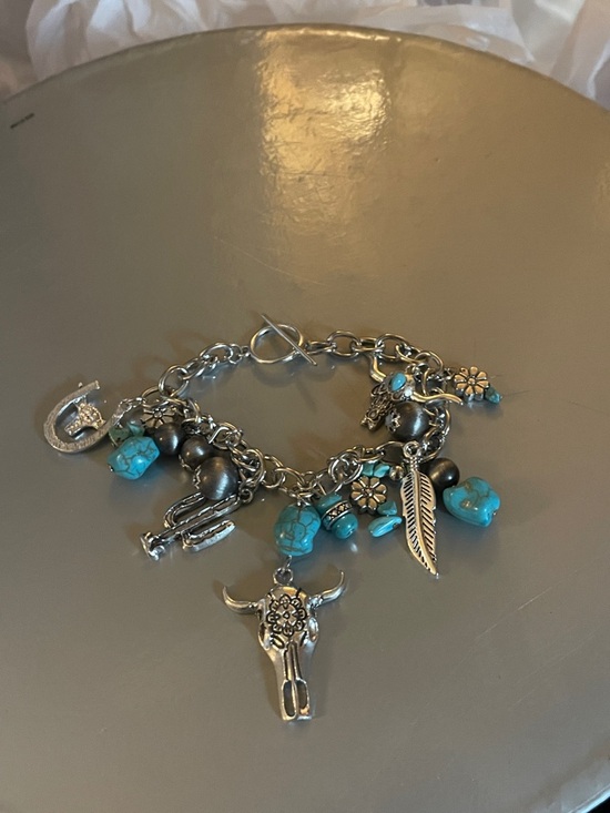 Jewelry - Silver and torquoise fashion charm bracelet